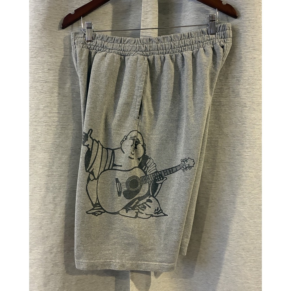 TRUE RELIGION LOUNGEWEAR SHORT MEN'S BLACK BUDDHA LOGO WITH POCKETS SIZE XL GREY